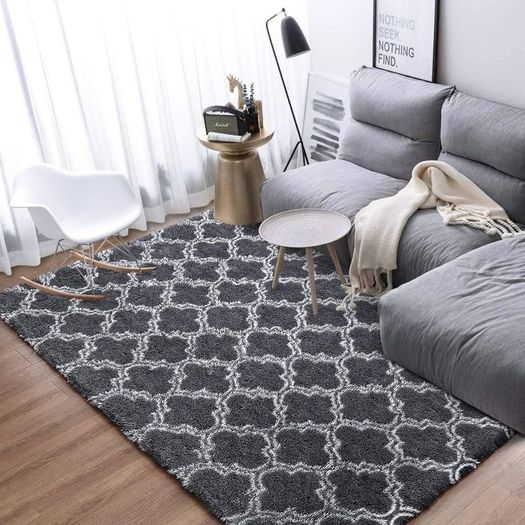 ug for Living Room, Non-Slip Rug, Soft Rug, Shaggy Rug, Rectangular Rug, Luxury Comfortable for Living Room, Bedroom, Floor Mat (Light Black, 135 x 185 cm)