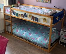 Bunk Bed with 2nd Base and Curtain - Ikea Kura