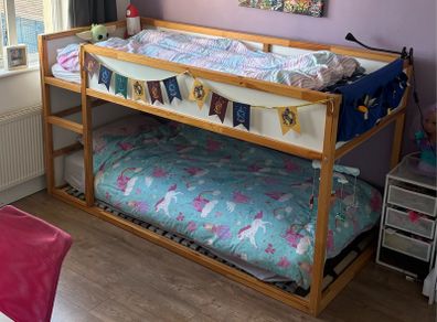 Bunk Bed with 2nd Base and Curtain - Ikea Kura