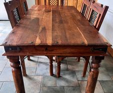 Antique Hardwood Table & 6 Chairs