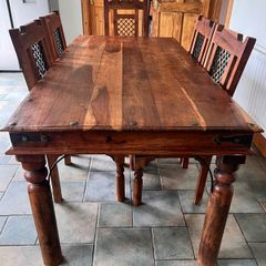 Antique Hardwood Table & 6 Chairs