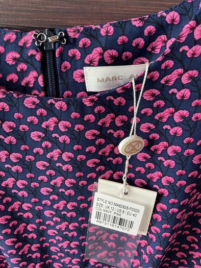 top Bnwt size 12 navy & pink short sleeve vintage inspired top Marc Angelo