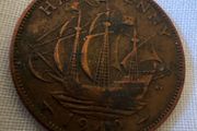 1942 British Half Penny Coin King George VI Vintage Coin