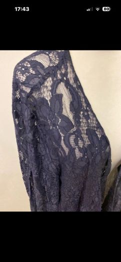 Handcrafted navy lace jacket size 20