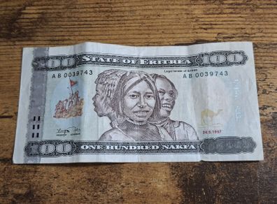 Eritrea, 100 Nafka banknote, 24.5.1997 - free standard postage