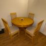 Round solid pine dining table with 5 chairs Image 4
