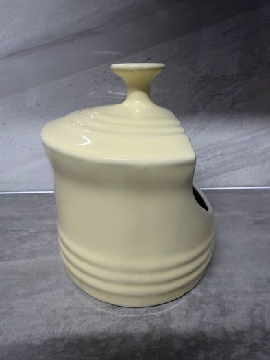 Le Creuset Stoneware Salt Pig. Discontinued rare color. Pale Yellow. As New