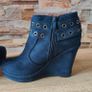 Blue Suede, Side Zip Ankle Wedge Boots, Size 6 Image 4