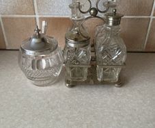 Victorian 4 Piece Cruet Set EPNS & Condiment Jam jar