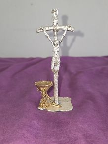 Italian made Pewter Crucifix with Chalice