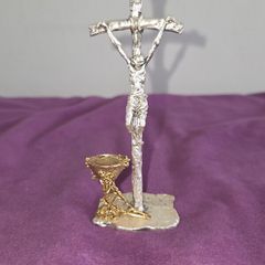 Italian made Pewter Crucifix with Chalice