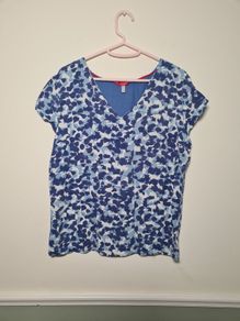 womens JOULES floral blouse short sleeve v neck UK 14 EU 42