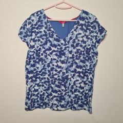 womens JOULES floral blouse short sleeve v neck UK 14 EU 42