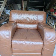 Brown leather armchair