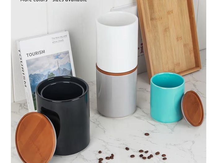 Brand New HASAYAKI Storage Jars, Set of 2 650/1100ml Stackable Ceramic Canisters.