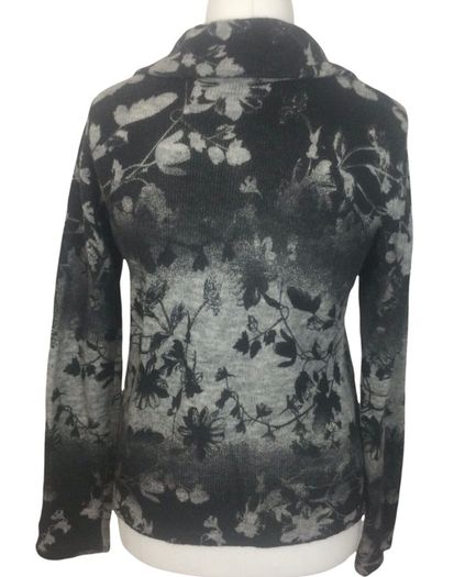 Gerry Weber Ladies Black Grey floral knit wool blend cardigan size 14