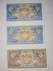 Bhutan 1-10 Ngultrum 1986-2006 6 notes