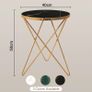 Marble Round Side Table for Living Room, Black Gold Coffee Table Glass Coffee Table, Marble Effect Tabletop, Gold Metal Frame Image 2