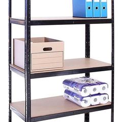 Industrial Shelving Units: 180cm x 90cm x 45cm | Heavy Duty Racking Shelves for Storage - 1 Bay, Black 5 Tier (175KG Per Shelf), 875KG Capacity | For Workshop, Shed, Office (FREE POSTAGE)