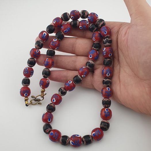 Antique Venetian Style Floral & Trade Glass Beads Necklace