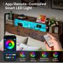 Double Bed Frame with Charging Station(2AC, 2USB) and LED, 135x190 Open Storage Shelves, Wooden Headboard, Metal Small Double Bed Frame with Underbed Storage, Strong Metal Slat Support Image 9