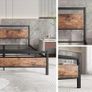 5ft King Bed Frame with Wooden Headboard,Heavy Duty Metal Platform Bed Frame King Bed Base No Box Spring Needed,Metal Slats Support Underbed Storage Space,Brown,150x200cm Image 5