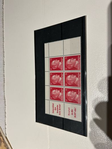 ww2 German hitler Third Reich original block of 6 stamps with marg. Hitler Red Cross