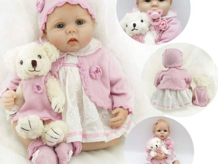 Realistic Reborn Doll 22inch 55cm Handmade Soft Silicone Vinyl Baby Reborn Dolls Girls Real Life Doll boys Girl Toy Birthday Xmas gift Reborn Babies (FREE POSTAGE)