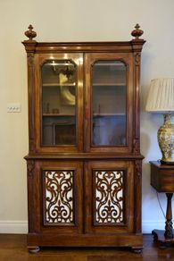 Tall Mahogany Display Cabinet / Bookcase