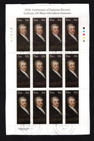 2009 Ireland The 250th Anniversary of the Guinness Brewery Commemorative Stamp Sheetlet Plate 1B1B1B1B1B Fine CDS Used with Dublin cancel of 28th August 2009 (First day of issue)