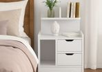 White Bedside Table with 2 Drawers