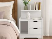 White Bedside Table with 2 Drawers
