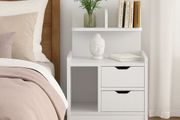 White Bedside Table with 2 Drawers