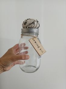 sewing storage glass jar NEW