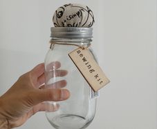 sewing storage glass jar NEW