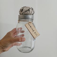 sewing storage glass jar NEW
