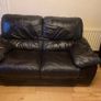 2-1 real leather, chocolate  brown couch and armchair. Image 2