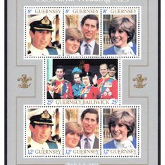 1981 Guernsey Wedding Prince Charles & Lady Diana Spencer Commemorative Stamps Miniature Sheet Mint Never Hinged (MNH)