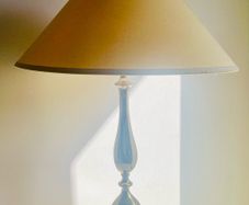 Vintage Brass Table Lamp with Buttery Yellow Empire Shade 56cm