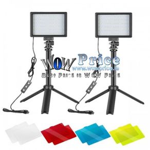 29422 Neewer 2 Packs 66pcs Tabletop LED Video Light with Mini Tripod Stand and Color Filters