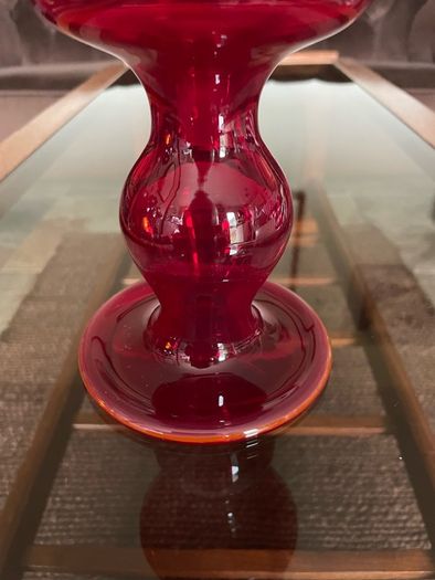Uber Retro Mid Century Heavy Ruby Red Vase