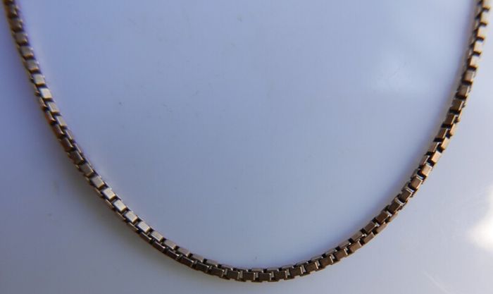 Vintage Square Box Link 9ct Rose Gold 375 Necklace L-17" - 7,27g