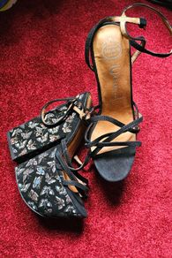 Jeffrey Campbell Havana leather black colorful butterfly wedges platforms sandals 5