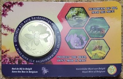 Belgium 2.5 Euro Brilliant Uncirculated Coin 2024 - The Bee in Belgium - Belgian Coincard Catalog