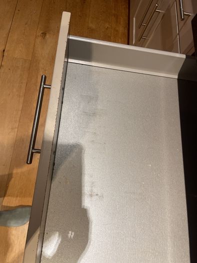 Entire kitchen Quartz work top solid wooden shaker style doors