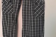 Jeans, trousers in black and white, checkered