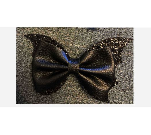 Large Black Leather Look Hair Clip