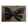 Large Black Leather Look Hair Clip Image 3