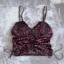 Black and pink floral corset top from For Love & Lemons Size M Black Rose Print Satin Ruched Bustier Cami Top Image 3
