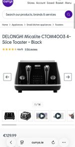 DeLonghi Micalite 4-Slice Toaster - Black